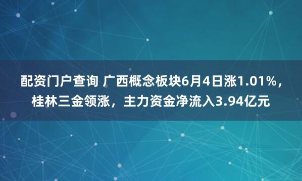 配资门户查询 广西概念板块6月4日涨1.01%，桂林三金领涨，主力资金净流入3.94亿元